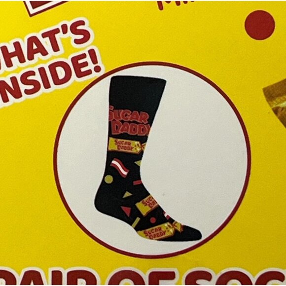 Sugar Daddy Candy Gift Box Crew Socks NWT Food Novelty One Size - Picture 2 of 4